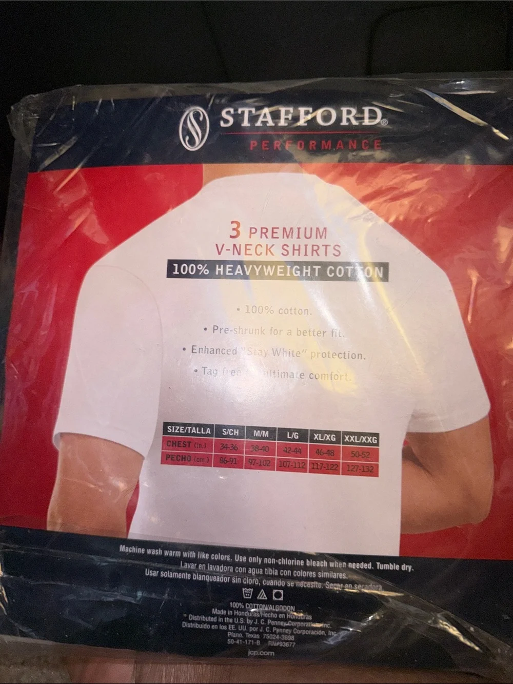 Stafford White V-Neck Short Sleeve Tee - 3 Pack